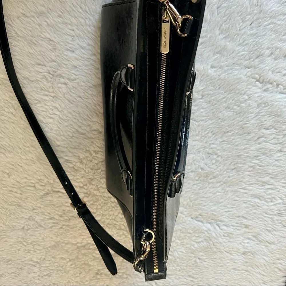 Michael Kors Avril Black Patent Leather Satchels/Shoulders Bag